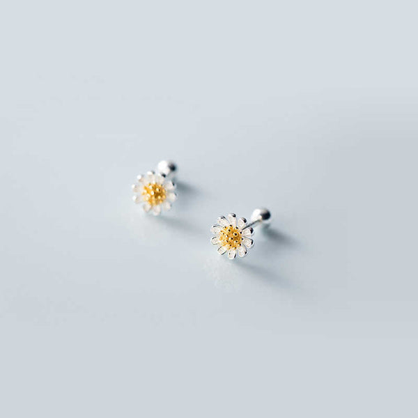 Earrings S925 Silver Daisy Flower For Women Simple Korean Fashion Jewellery