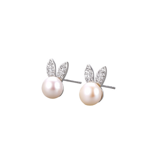 Earrings Cute Little Rabbit Girl Zircon Pearl Fashionable Stylish Accessories