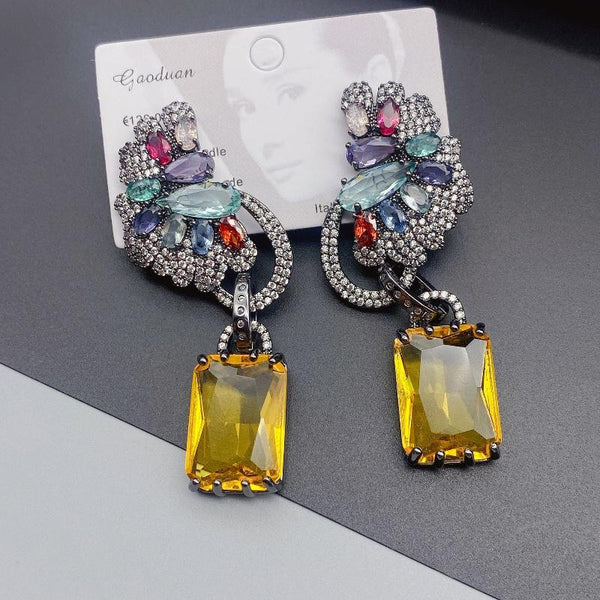 Earrings Zircon Precision Micro Inlaid Advanced Colour Matching Versatile Fashion