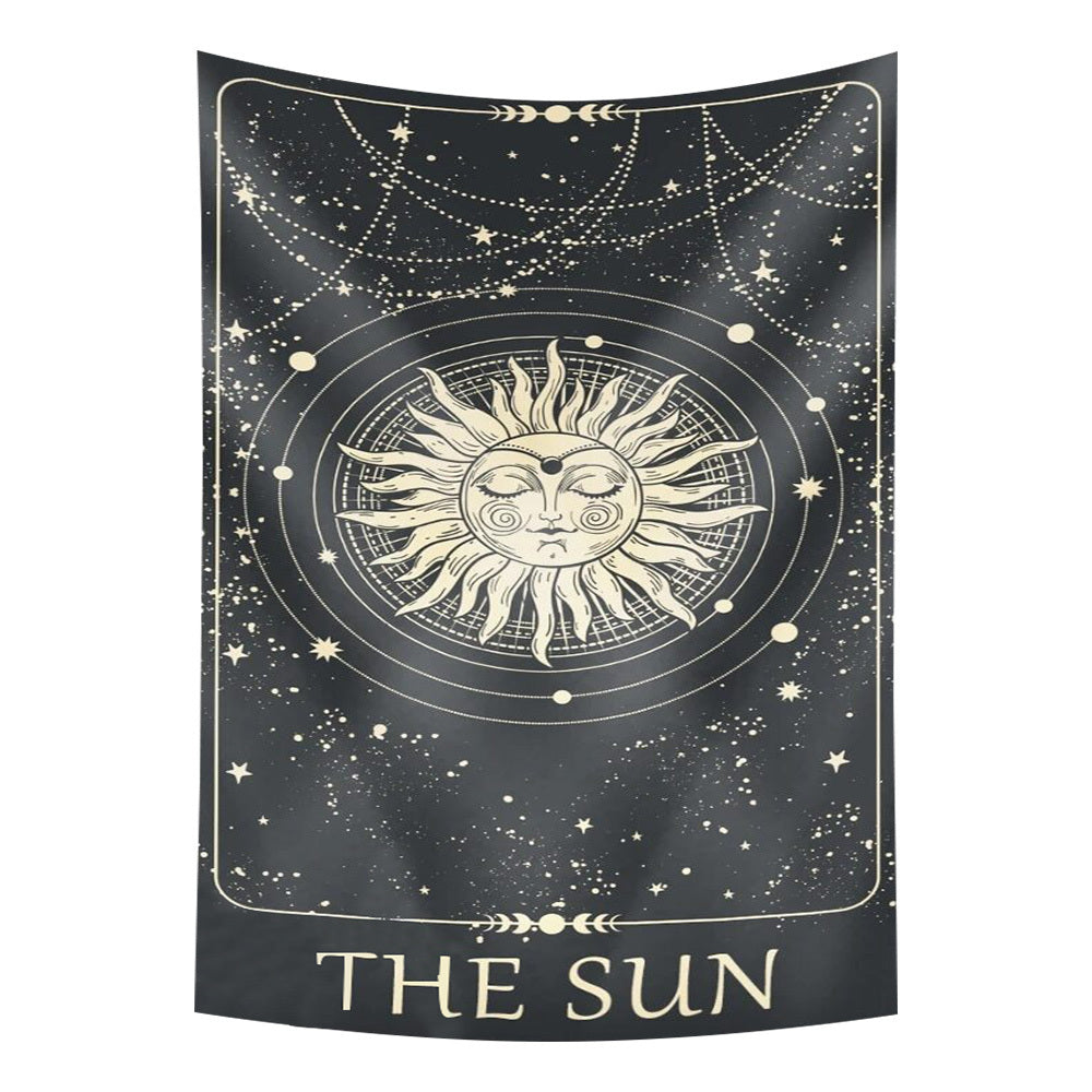 Tapestries Tapestry Gray Sun 150X150 Cm Tarot Card Psychedelic Scene Art Bohemian Decoration