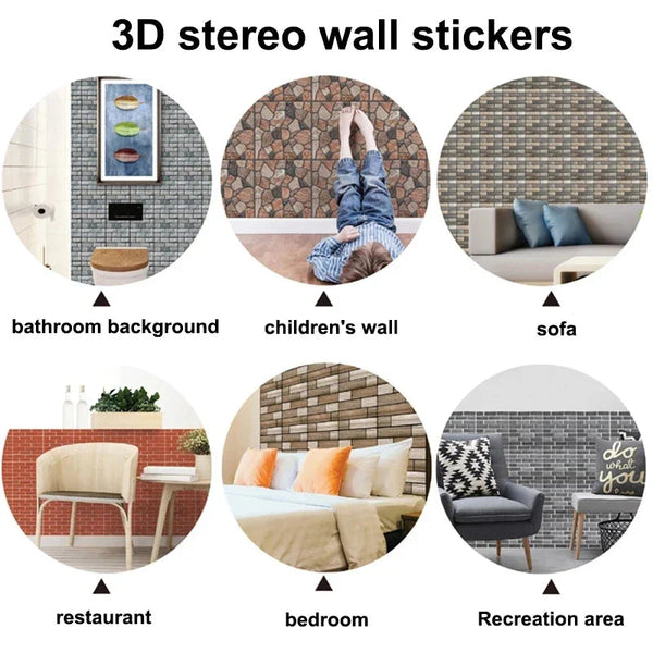 Wall Stickers 10 Pieces Vinyl Tile Self Adhesive Red Brick Pattern Waterproof