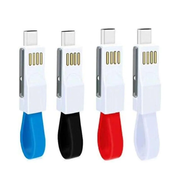 3 In 1 Type C Micro Usb 8 Pin Cable Black