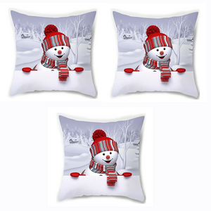 Cushions & Decorative Pillows 3Pcs Christmas Xmas Decorative Happy Snowman Cushion Pillowcase Cover 45X45cm