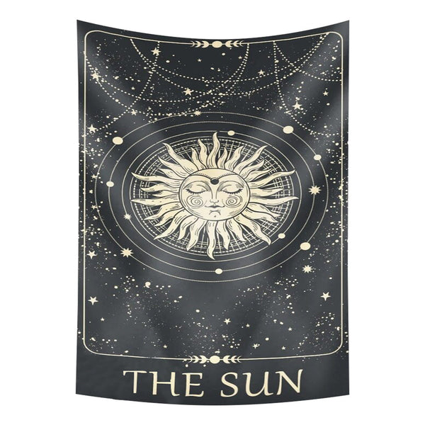 Tapestries Tapestry Gray Sun 230X180 Cm Tarot Card Psychedelic Scene Art For Home Decor