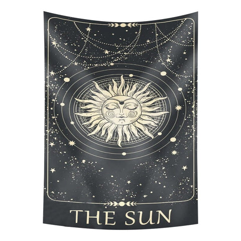 Tapestries Tapestry Gray Sun 200X150 Cm Tarot Card Psychedelic Scene Art For Home Decor