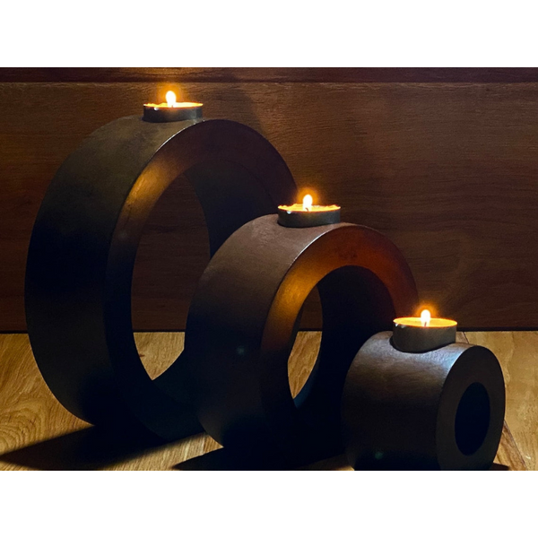 Candle Holders & Accessories Candle Holder Set Of 3 Concentric Wooden Designed Stye