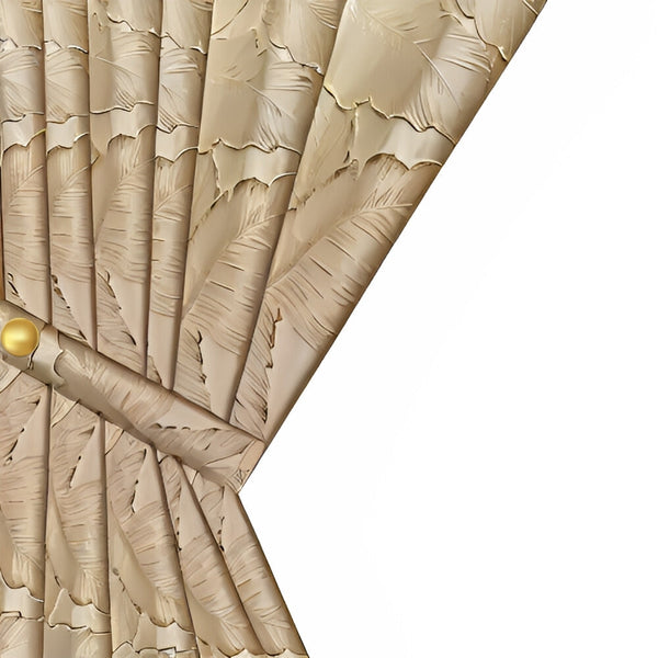 Curtains & Drapes Curtain Beige 500 Centimetre X 250 3D Leaves Luxury Blackout