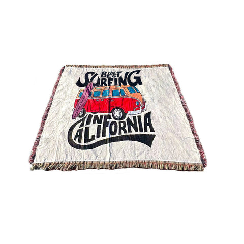 Tapestries Surfing California Throw Blanket Cozy Sofa Couch Bed Cover Outdoor Camping Mat Tapestry