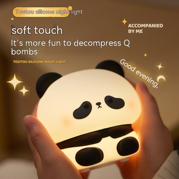 Night Lights Panda Led Night Light Silicone Usb Rechargeable Touch Lamp For Bedroom Decor