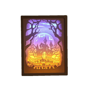 Night Lights 3D Paper Carving Night Light Shadow Box Sculptures Frame Table Lamps