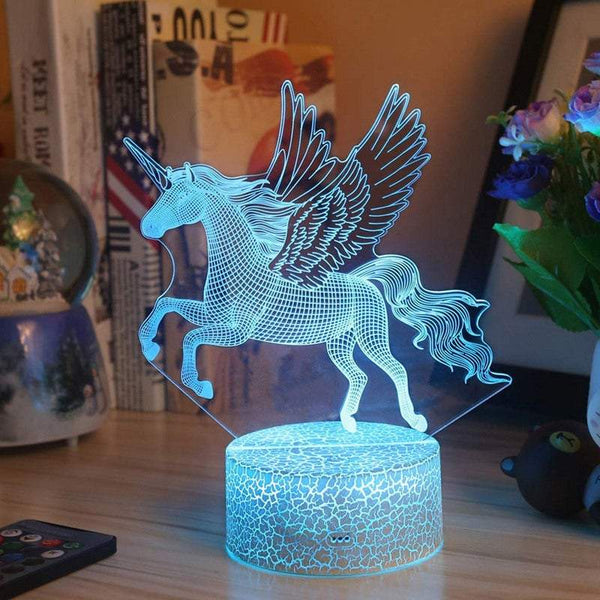 Night Lights Projectors 3D Colour Changing Led Unicorn With Remote Control