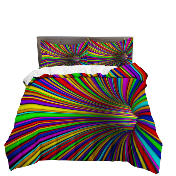 Quilt Covers 3D Printed Psychedelic Illusion Modern Colourful Queen Quilt Cover Set