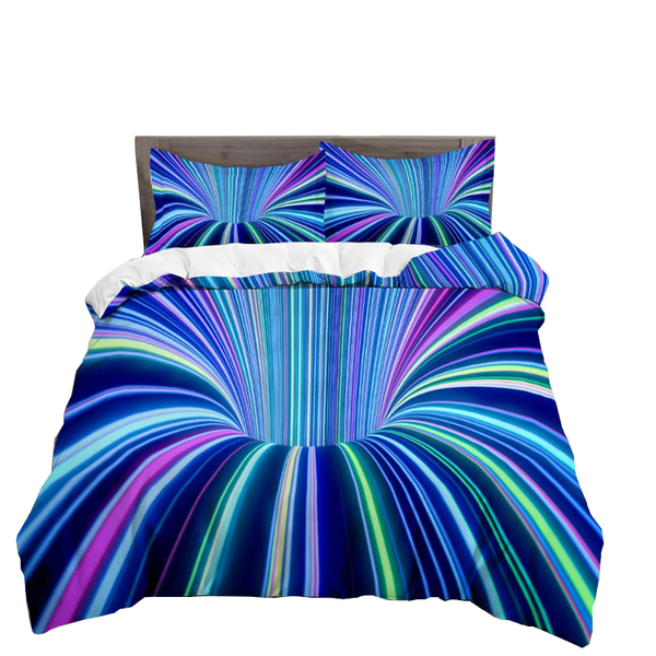 Quilt Covers 3D Printed Psychedelic Illusion Modern Colourful Queen Quilt Cover Set