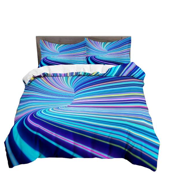 Quilt Covers 3D Printed Psychedelic Illusion Modern Colourful Queen Quilt Cover Set