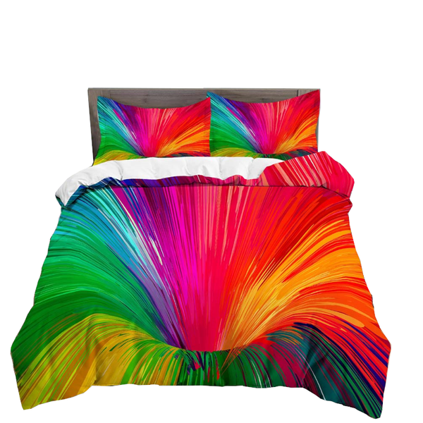 Quilt Covers 3D Printed Psychedelic Illusion Modern Colourful Queen Quilt Cover Set