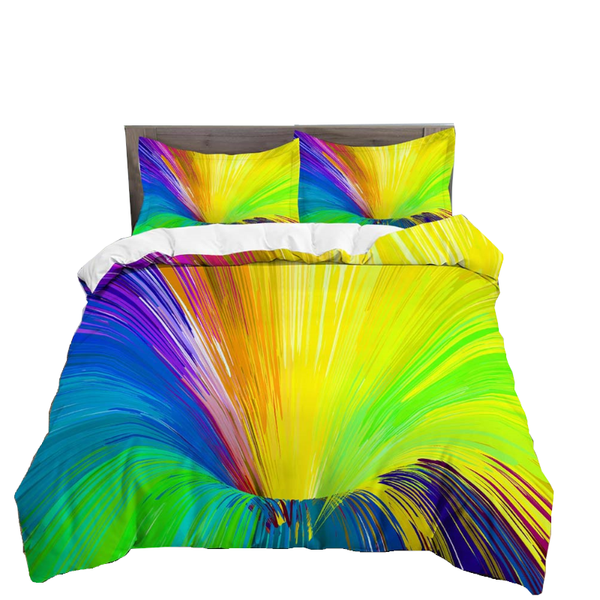 Quilt Covers 3D Printed Psychedelic Illusion Modern Colourful Queen Quilt Cover Set