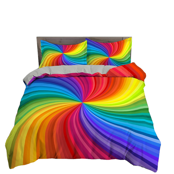 Quilt Covers 3D Printed Psychedelic Illusion Modern Colourful Queen Quilt Cover Set