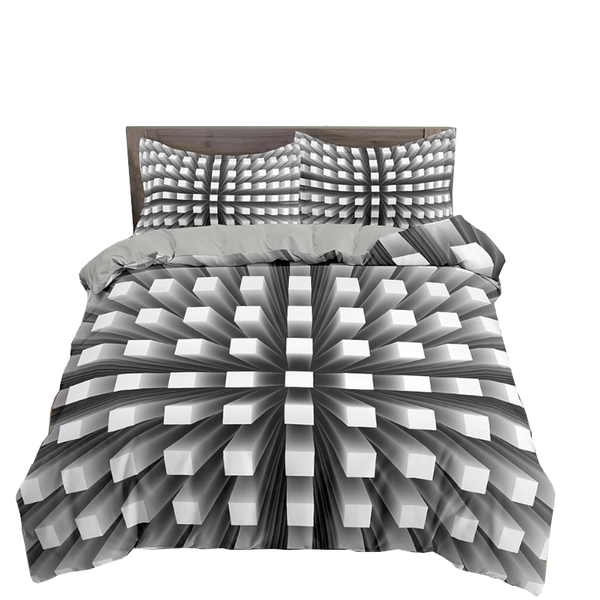 Quilt Covers 3D Printed Psychedelic Illusion Modern Colourful Queen Quilt Cover Set