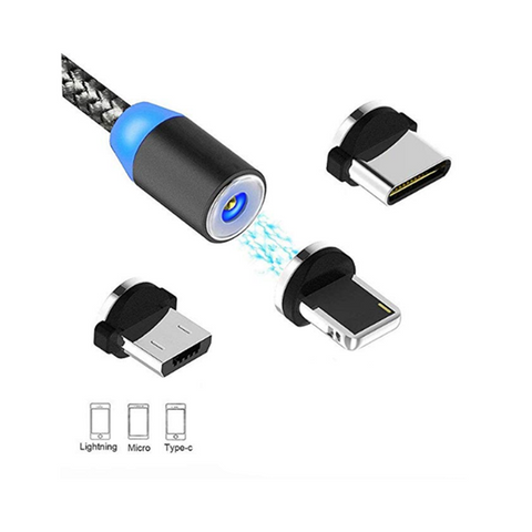 Chargers & Cradles Magnetic Usb Charging Cable 3 In 1 Charger With Led For Apple Micro Type