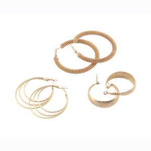 Earrings 3 Pairs Of Exaggerated Oversized Hoop For Women's Round Circle Gold