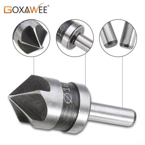 Countersinks 3Pcs 90 Degree Hex Shank 5 Flute Countersink Drill Bits End Mill Cutter Power