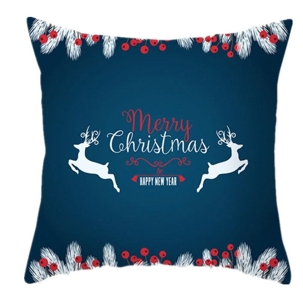 Cushions & Decorative Pillows 3Pcs Christmas Polyester Peach Skin Pillowcase Cartoon Printed Cushion Cover Blue