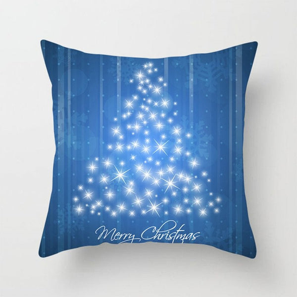 Cushions & Decorative Pillows 3Pcs Christmas Polyester Peach Skin Pillowcase Cartoon Printed Cushion Cover Blue