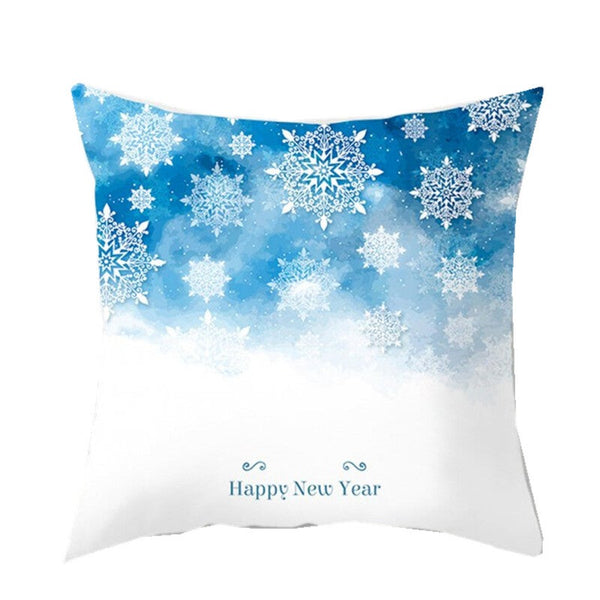 Cushions & Decorative Pillows 3Pcs Christmas Polyester Peach Skin Pillowcase Cartoon Printed Cushion Cover Blue