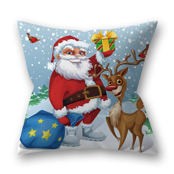 Cushions & Decorative Pillows 3Pcs Decorative Polyester Peach Skin Christmas Series Printing Throw Pillow Cover