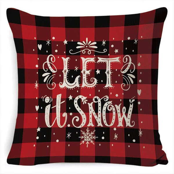 Cushions & Decorative Pillows 3Pcs Christmas Pillowcase Cover Let It Snow Cushion Black And Red Checkered