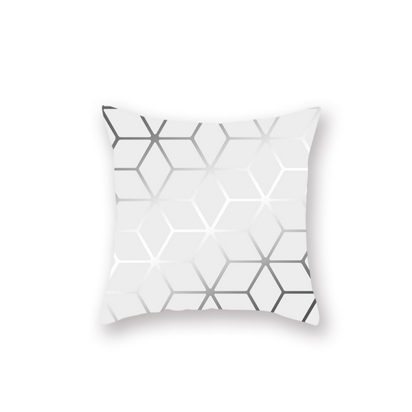 Cushions & Decorative Pillows 3Pcs Silver Gray Geometric Peach Skin Pillow Holder Bus Office Cushion Cover