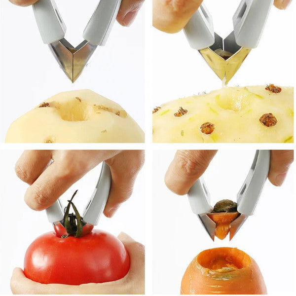 3Pcs Stainless Steel Pineapple Eye Peeler Fruit Vegetable Tweezers Seed Remover Clip