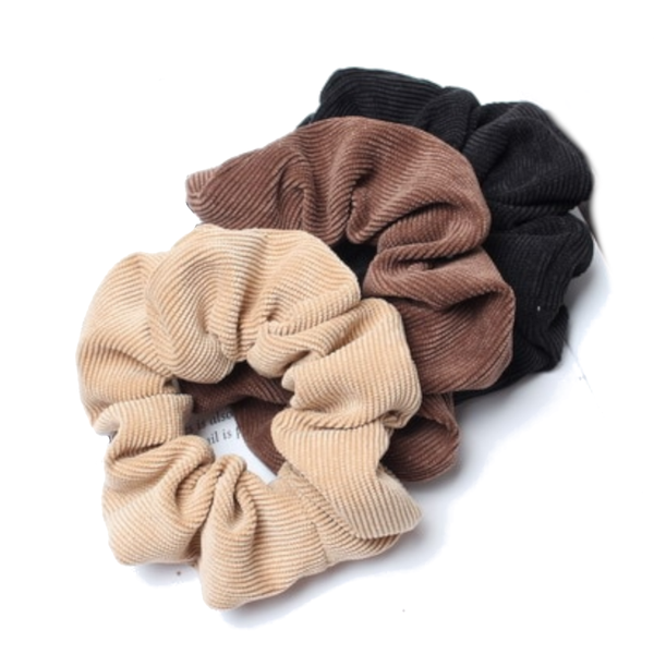 Hair Accessories 3Pcs Set Corduroy Fabric Scrunchies Women Ponytail Hair Ties