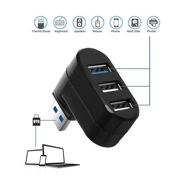 USB Cables, Hubs & Adapters 3Port Multi 3.0 Usb Hub Mini High Speed Rotate Splitter Adapter For Laptop Notebook Pc Computer Accessories