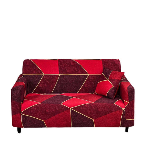 Slipcovers 3 Seater Sofa Cover Red Geometric Style Protection For Living Room Chair