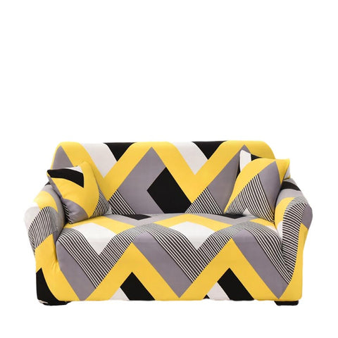 Slipcovers 3 Seater Sofa Cover Yellow Wave Style Elastic Stretchable Slipcover Home Furniture