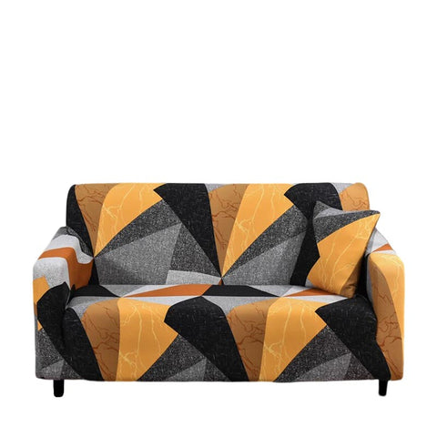 Slipcovers 3 Seater Sofa Cover Golden Yellow Geometric Style Protection For Living Room