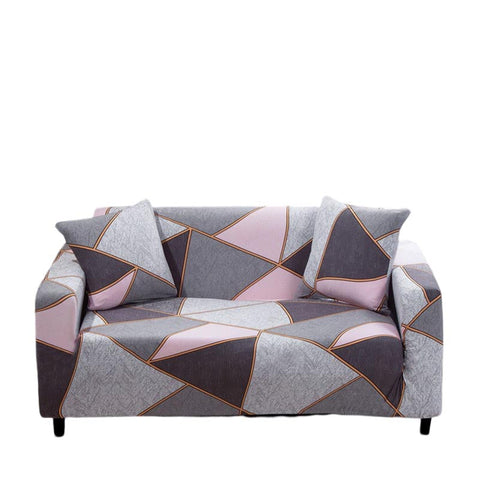 Slipcovers 3 Seater Sofa Cover Gray Pink Geometric Style Protection For Living Room Chair