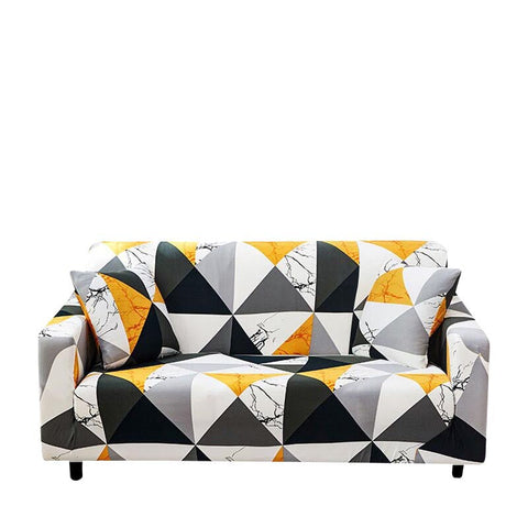 Slipcovers 3 Seater Sofa Cover Yellow White Geometric Style Elastic Stretchable Slipcover