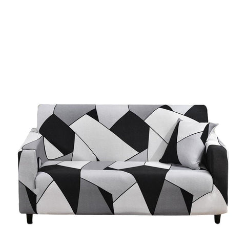 Slipcovers 3 Seater Sofa Cover Black White Geometric Style Elastic Stretchable Slipcover