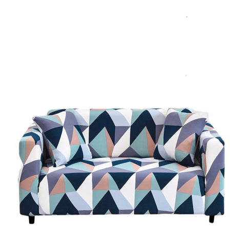 Slipcovers 3 Seater Sofa Cover Blue White Geometric Style Slipcover For Living Room