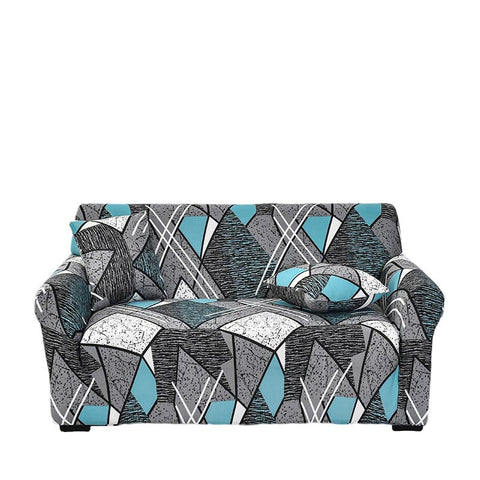 Slipcovers 3 Seater Sofa Cover Dark Grey Geometric Style Elastic Stretchable Slipcover