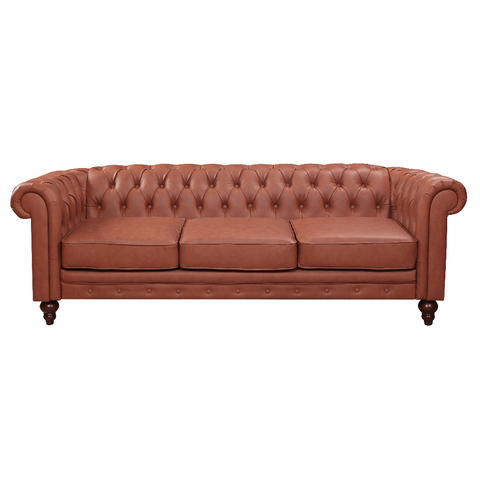 Kids Sofas Armchairs 3 Seater Brown Sofa Lounge Chesterfireld Style Button Tufted In Faux Leather