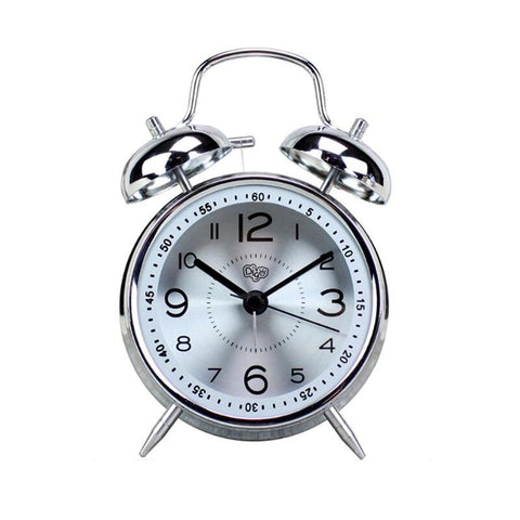 4 Inch Creative Alarm Clock Mute Luminous Electronic Quartz Ringing Silver