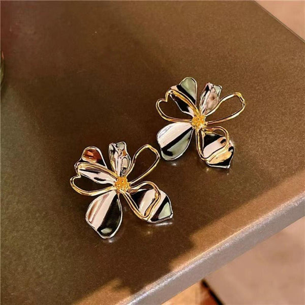 Earrings Metal Cold Wind Flower For Women Personalised Alloy Accessory