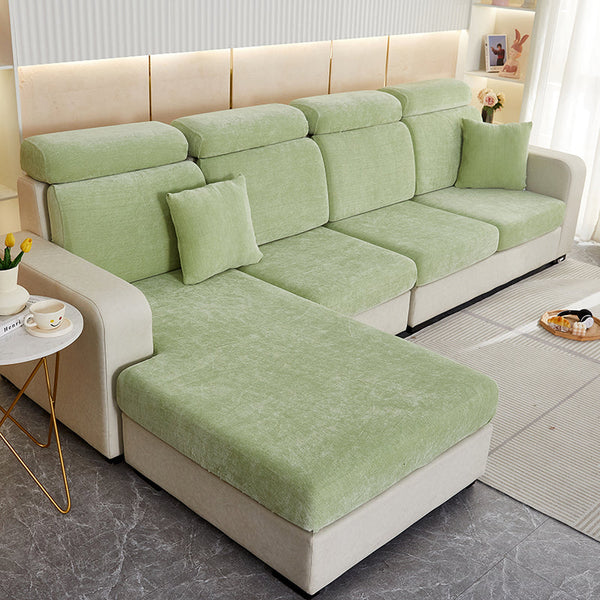 Slipcovers Sofa Cover Mint Green L Shape Polyester Chenille Thick Stretchable Slipcover