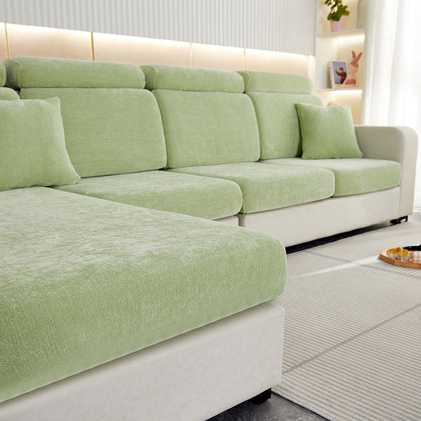 Slipcovers Sofa Cover Mint Green L Shape Polyester Chenille Thick Stretchable Slipcover