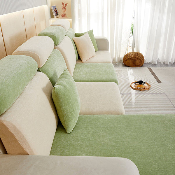 Slipcovers Sofa Cover Mint Green L Shape Polyester Chenille Thick Stretchable Cushion Slipcover