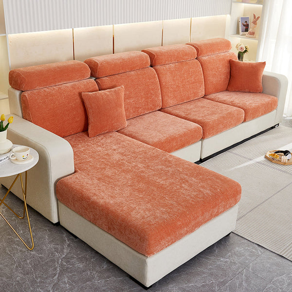 Slipcovers Sofa Cover Rustic Orange L Shape Polyester Chenille Thick Stretchable