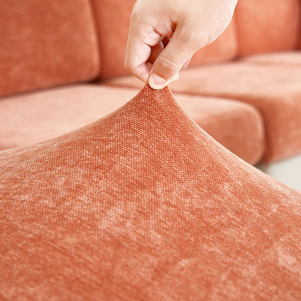 Slipcovers Sofa Cover Rustic Orange L Shape Polyester Chenille Thick Stretchable Slipcover